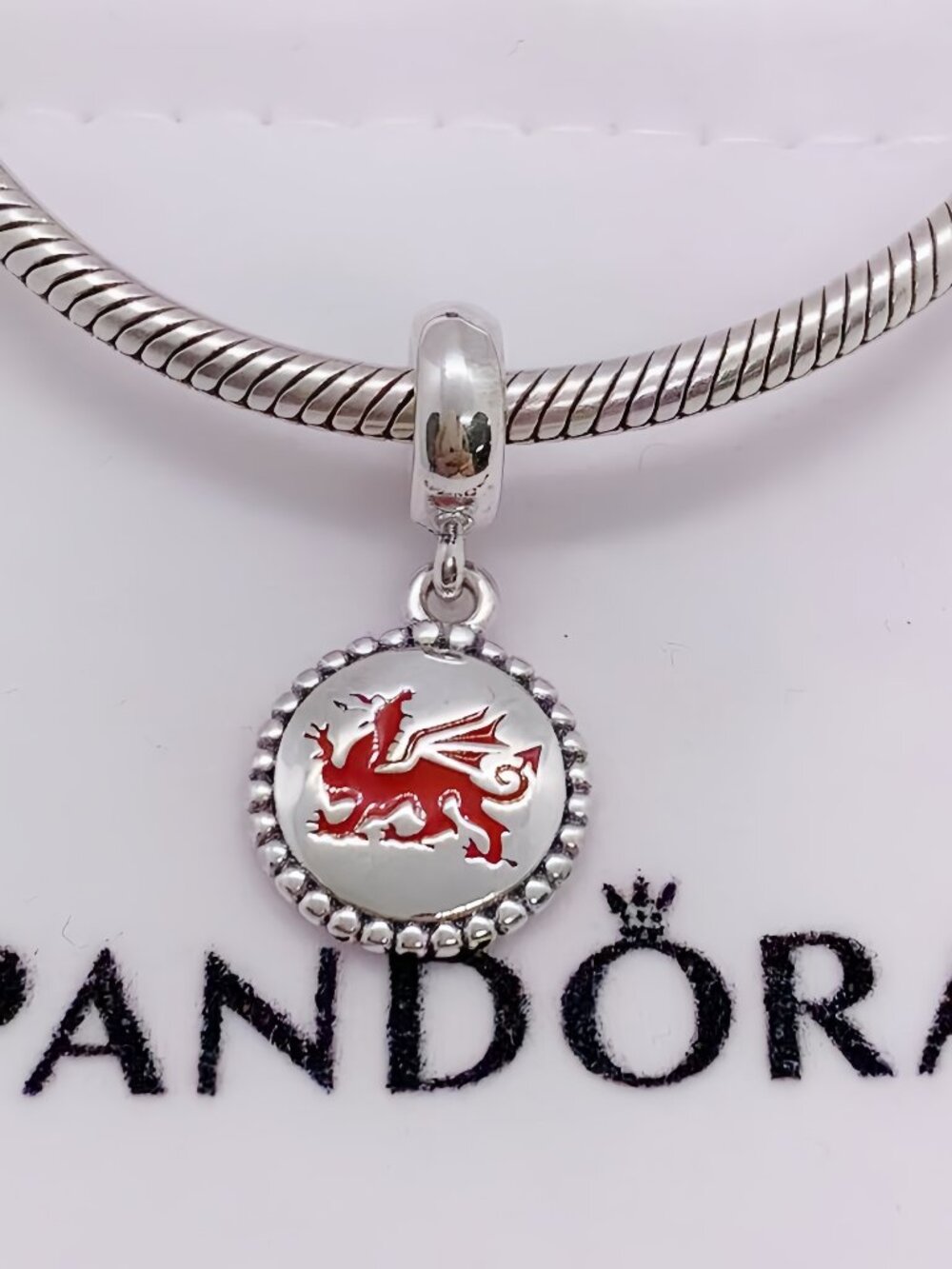 Pandora Engravable Welsh Red Dragon Dangle Charm